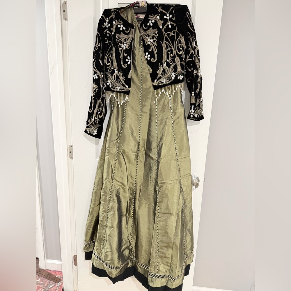 Elegant Black and Gold Embroidered Dress